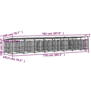 Υπαίθριο Κλουβί Σκύλων με Οροφή από Χάλυβα 15,02 μ² - Pakobazaar