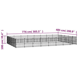 Κλουβί Σκύλου Εξωτερικού Χώρου 37,64 μ² από Ατσάλι - Pakobazaar