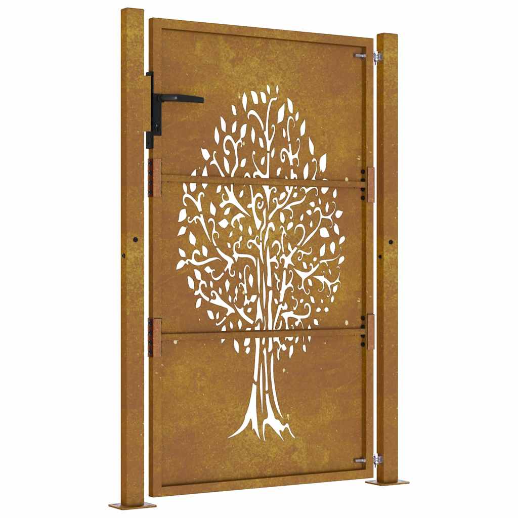 Πόρτα Κήπου με Σχέδιο Δέντρου από Ατσάλι Corten 100x125 εκ. - PAKOBAZAAR