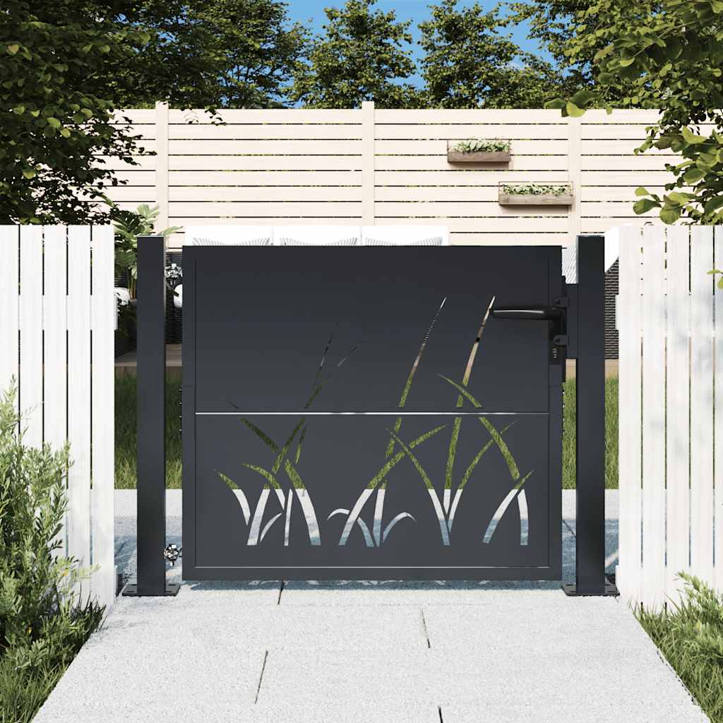 Πόρτα Κήπου Ανθρακί 100x75 εκ. Σχέδιο Χαλυβδόφυλλου από Ατσάλι - PAKOBAZAAR
