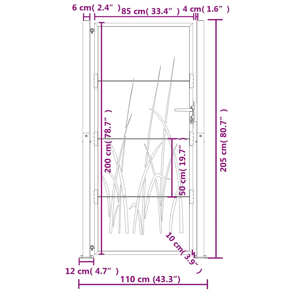 Πόρτα Κήπου Ανθρακί 100x200 εκ. Σχέδιο Χαλυβδόφυλλου - PAKOBAZAAR