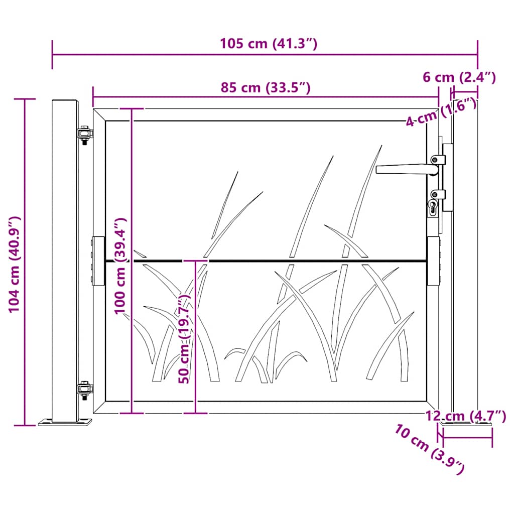 Πόρτα Κήπου με Σχέδιο Χόρτου από Ατσάλι Corten 100x100 εκ. - PAKOBAZAAR