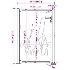 Πόρτα Κήπου με Σχέδιο Χόρτου από Ατσάλι Corten 100x125 εκ. - PAKOBAZAAR