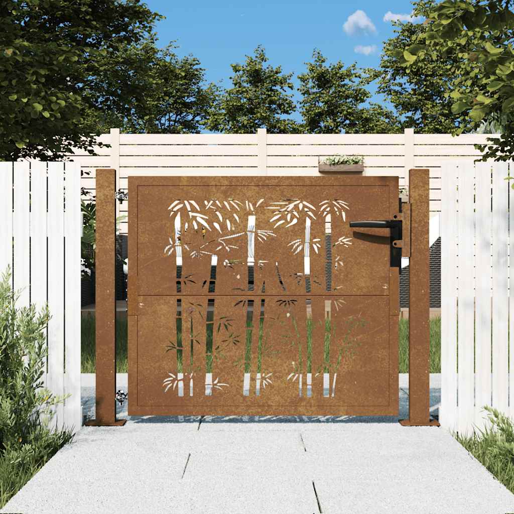 Πόρτα Κήπου από Μπαμπού με Σχέδιο Ατσάλι Corten 100x75 εκ. - PAKOBAZAAR