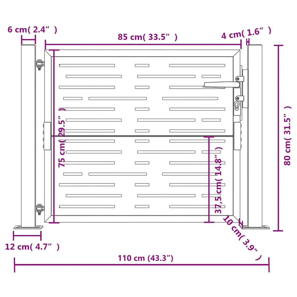 Πόρτα Κήπου Ανθρακί Τετράγωνη 100x75 εκ. από Ατσάλι - PAKOBAZAAR