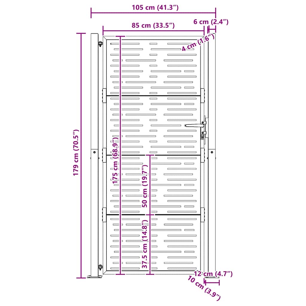 Πόρτα Κήπου Τετράγωνη 100 x 175 εκ. από Ατσάλι Corten - PAKOBAZAAR
