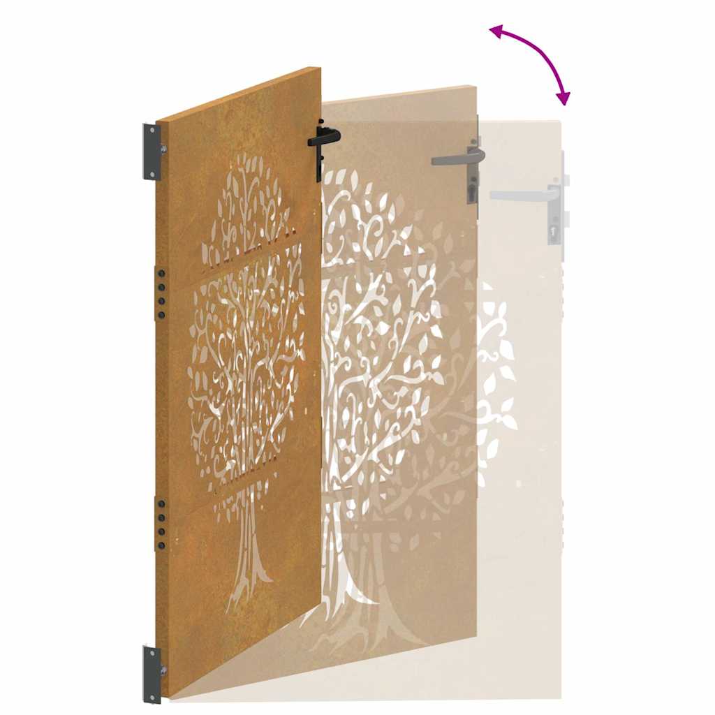 Πόρτα Κήπου με Σχέδιο Δέντρου από Ατσάλι Corten 85x125 εκ. - PAKOBAZAAR