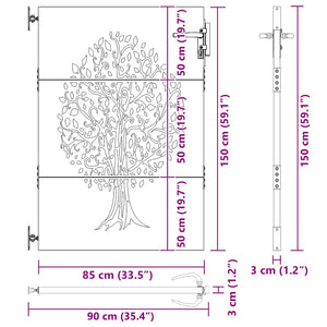 Πόρτα Κήπου με Σχέδιο Δέντρου από Ατσάλι Corten 85x150 εκ. - PAKOBAZAAR