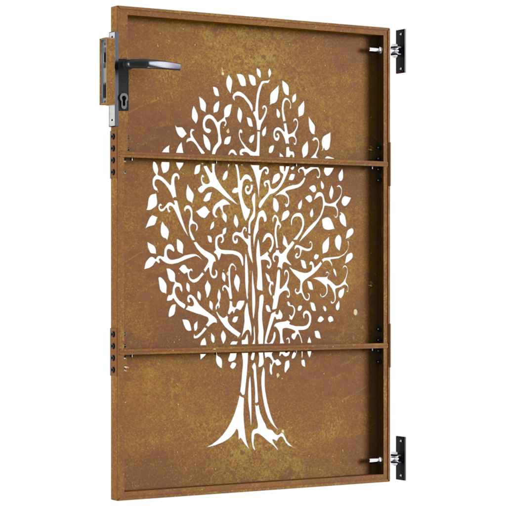 Πόρτα Κήπου με Σχέδιο Δέντρου από Ατσάλι Corten 85x150 εκ. - PAKOBAZAAR