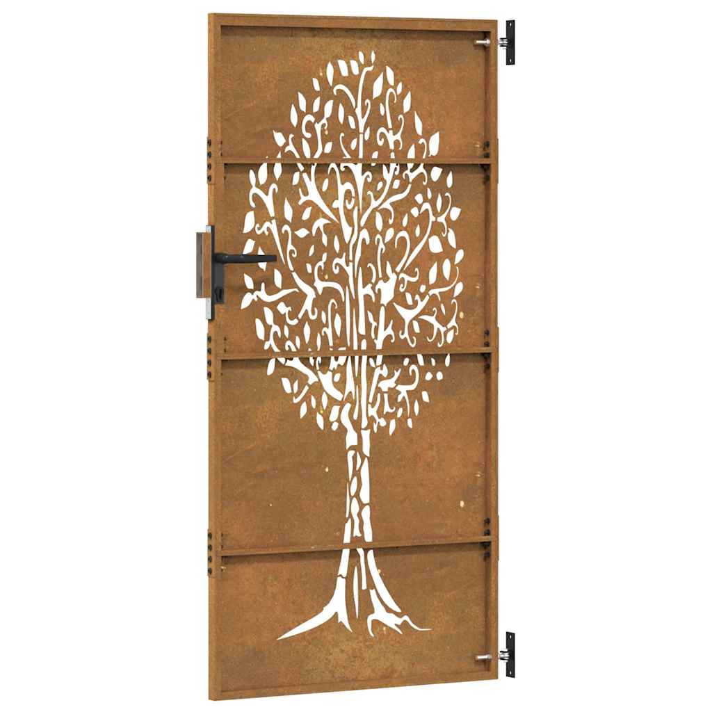 Πόρτα Κήπου με Σχέδιο Δέντρου από Ατσάλι Corten 85x175 εκ. - Pakobazaar