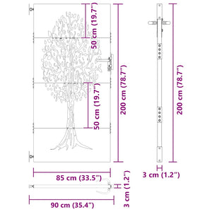 Πόρτα Κήπου με Σχέδιο Δέντρου από Ατσάλι Corten 85 x 200 εκ. - PAKOBAZAAR