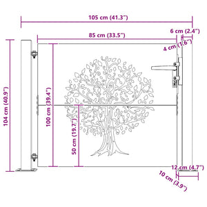 Πόρτα Κήπου με Σχέδιο Δέντρου από Ατσάλι Corten 100x100 εκ. - Pakobazaar