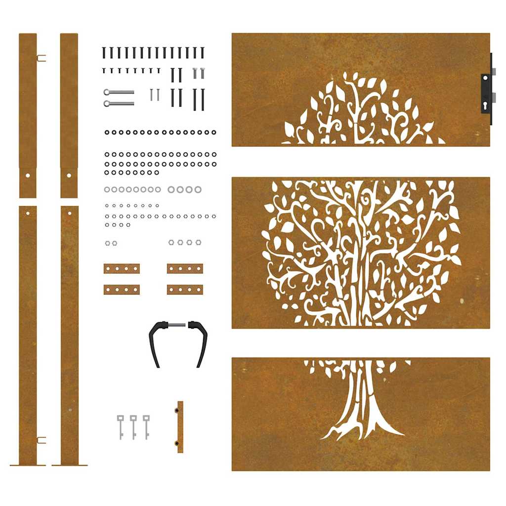Πόρτα Κήπου με Σχέδιο Δέντρου από Ατσάλι Corten 100x125 εκ. - PAKOBAZAAR