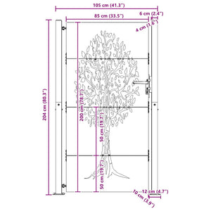 Πόρτα Κήπου με Σχέδιο Δέντρου από Ατσάλι Corten 100 x 200 εκ. - PAKOBAZAAR