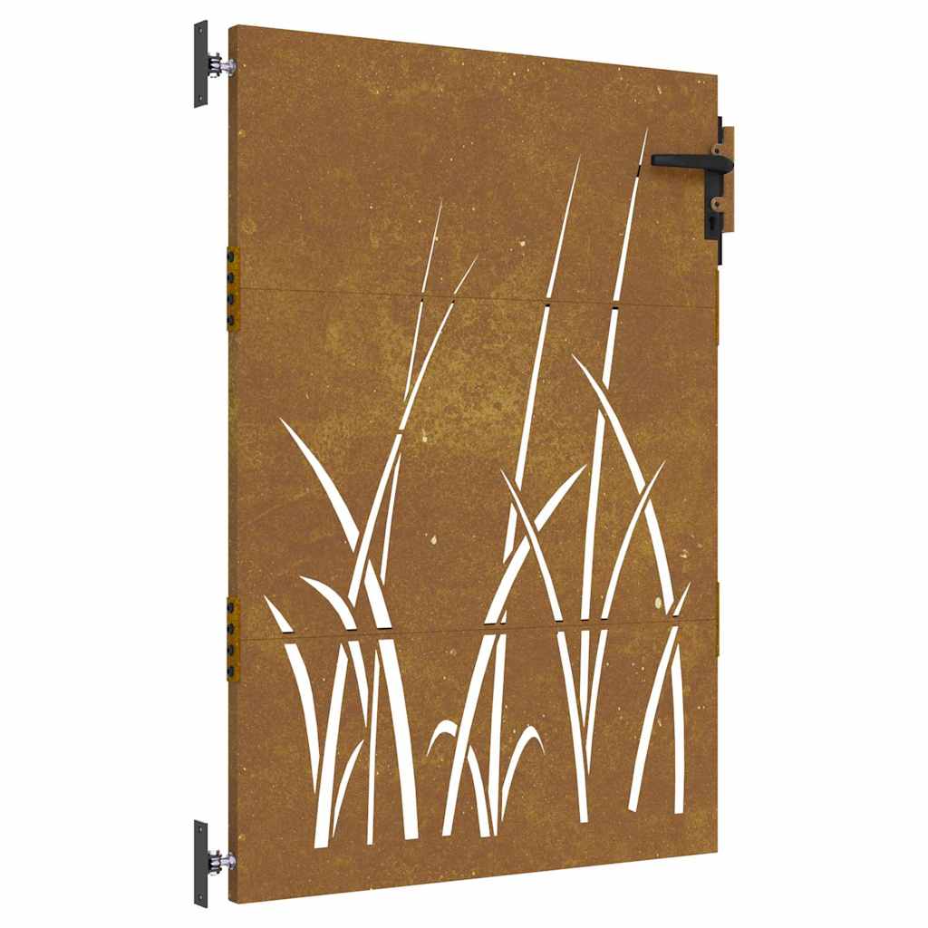 Πόρτα Κήπου με Σχέδιο Χόρτου από Ατσάλι Corten 85x125 εκ. - PAKOBAZAAR