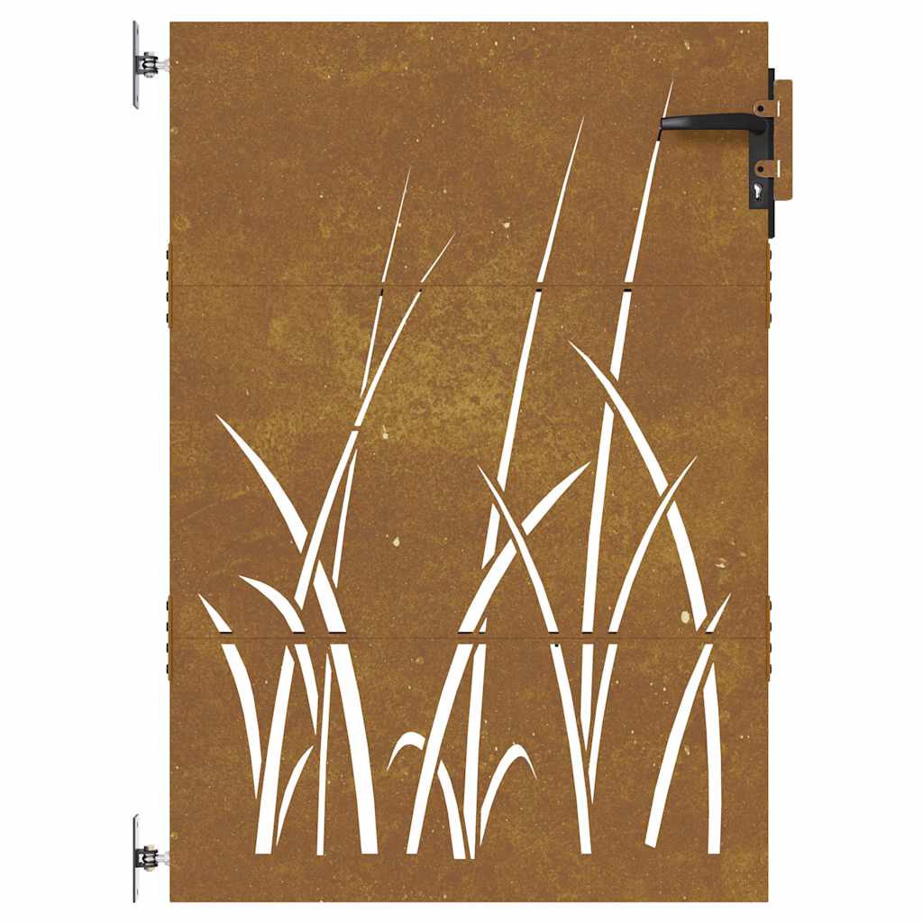 Πόρτα Κήπου με Σχέδιο Χόρτου από Ατσάλι Corten 85x125 εκ. - PAKOBAZAAR