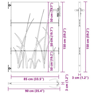 Πόρτα Κήπου με Σχέδιο Χόρτου από Ατσάλι Corten 85x150 εκ. - PAKOBAZAAR