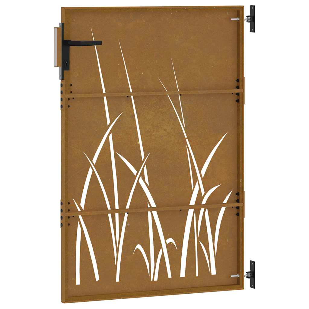 Πόρτα Κήπου με Σχέδιο Χόρτου από Ατσάλι Corten 85x150 εκ. - PAKOBAZAAR