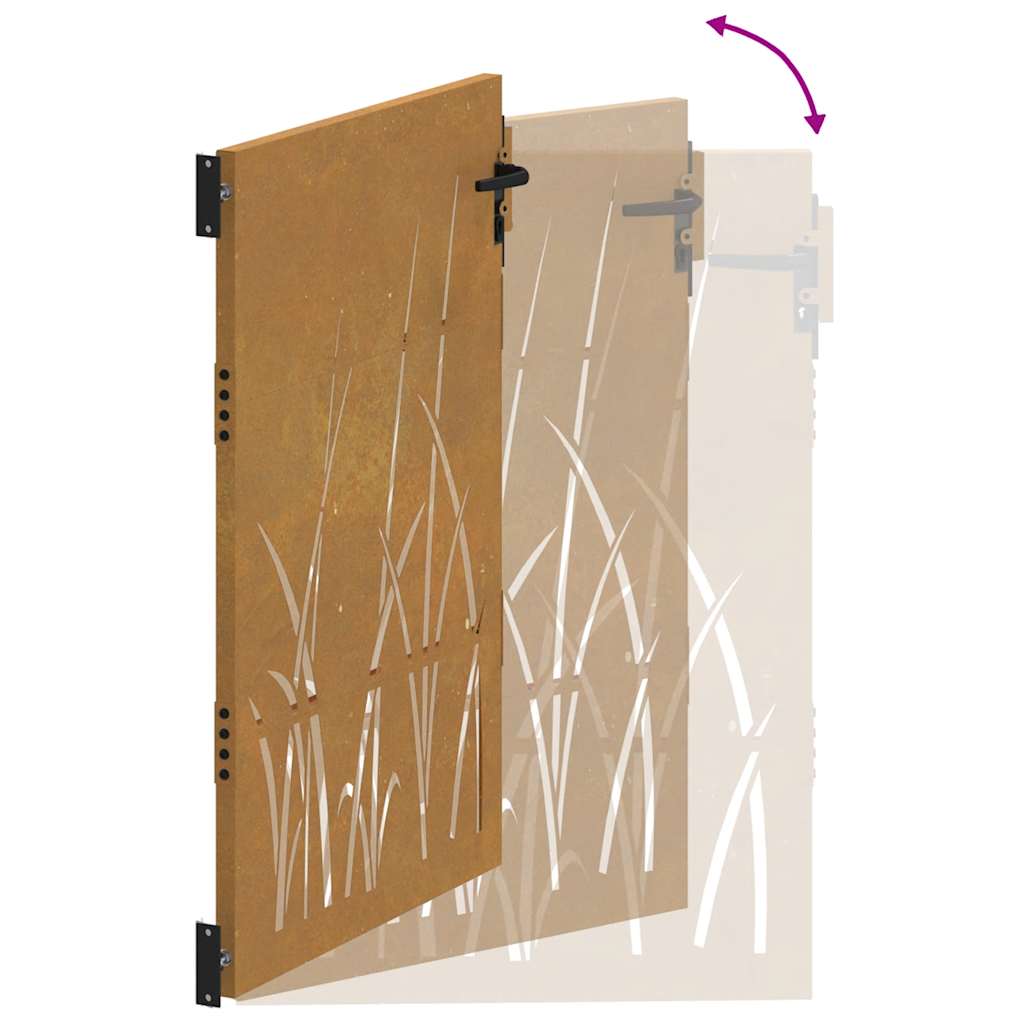 Πόρτα Κήπου με Σχέδιο Χόρτου από Ατσάλι Corten 85x150 εκ. - PAKOBAZAAR