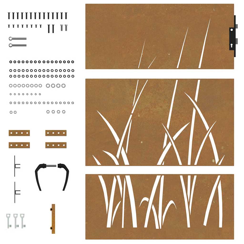Πόρτα Κήπου με Σχέδιο Χόρτου από Ατσάλι Corten 85x150 εκ. - PAKOBAZAAR