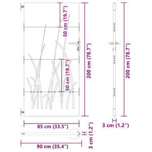 Πόρτα Κήπου με Σχέδιο Χόρτου από Ατσάλι Corten 85 x 200 εκ. - Pakobazaar