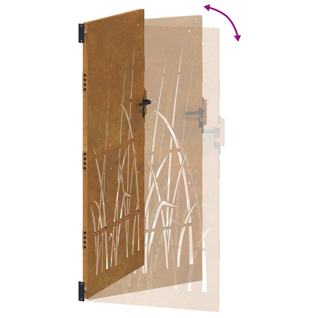 Πόρτα Κήπου με Σχέδιο Χόρτου από Ατσάλι Corten 85 x 200 εκ. - PAKOBAZAAR