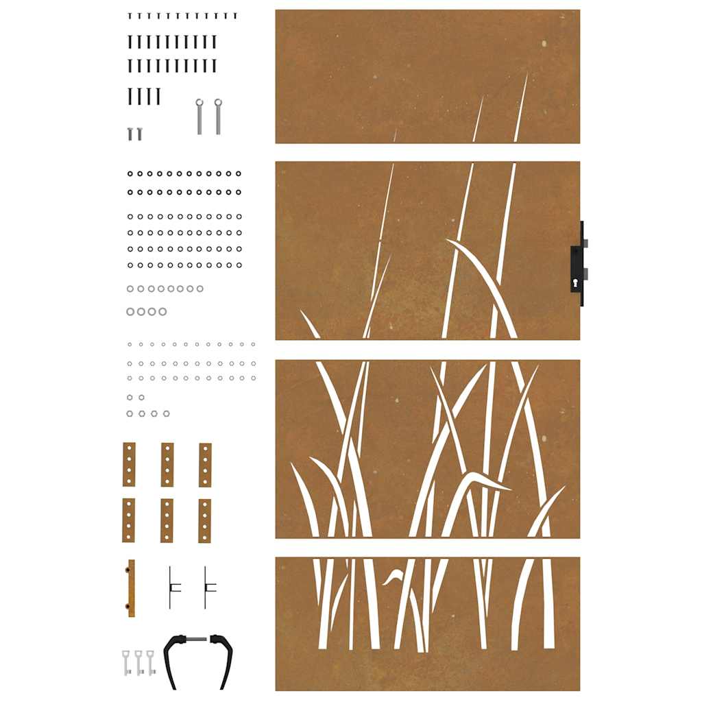 Πόρτα Κήπου με Σχέδιο Χόρτου από Ατσάλι Corten 85 x 200 εκ. - PAKOBAZAAR