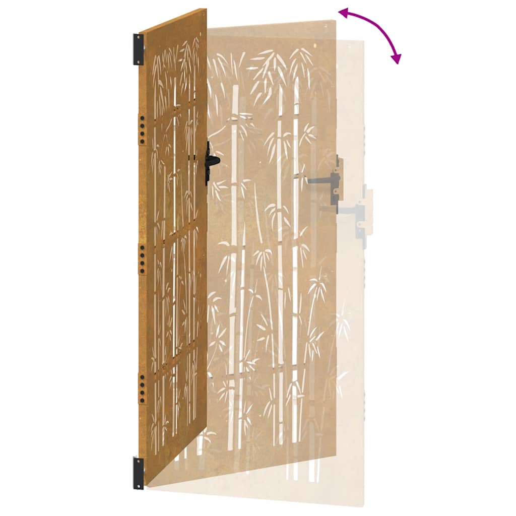 Πόρτα Κήπου από Μπαμπού με Σχέδιο Ατσάλι Corten 100 x 200 εκ. - PAKOBAZAAR