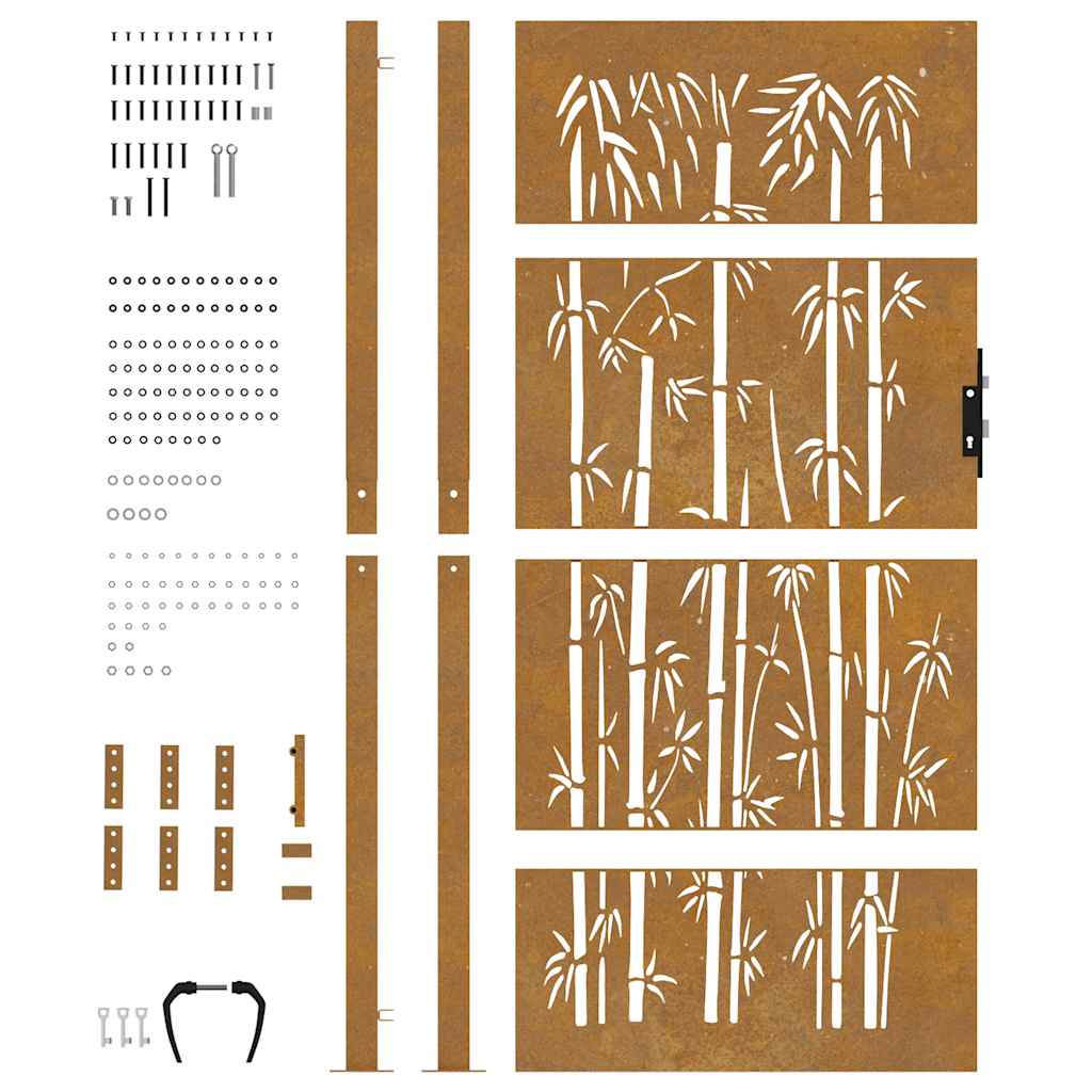 Πόρτα Κήπου από Μπαμπού με Σχέδιο Ατσάλι Corten 100 x 200 εκ. - PAKOBAZAAR