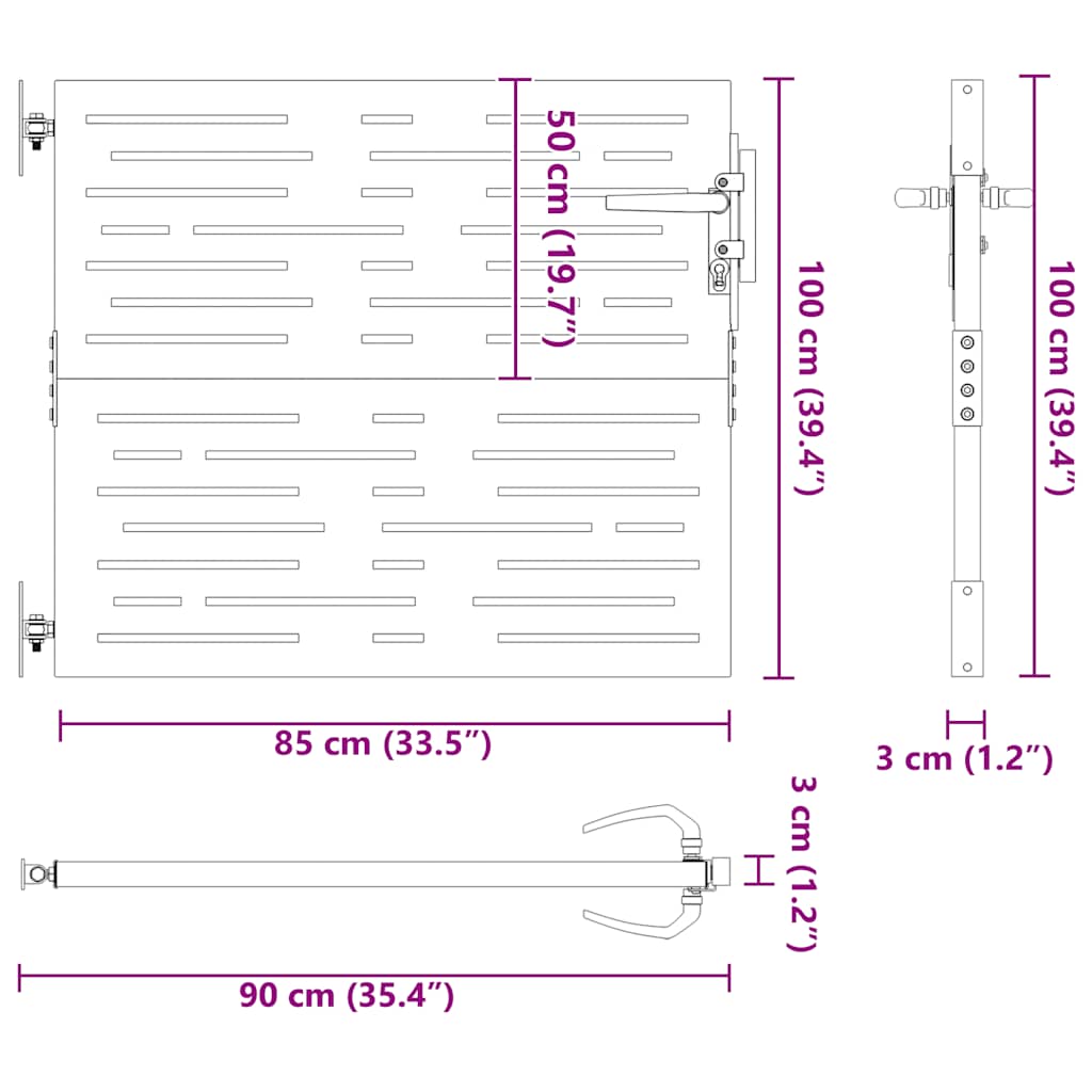 Πόρτα Κήπου Τετράγωνη 85x100 εκ. από Ατσάλι Corten - PAKOBAZAAR