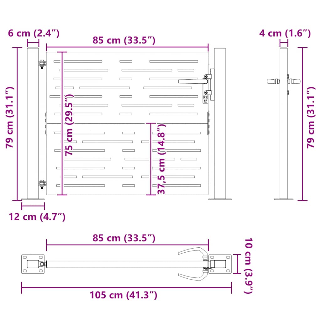 Πόρτα Κήπου Τετράγωνη 100x75 εκ. από Ατσάλι Corten - PAKOBAZAAR