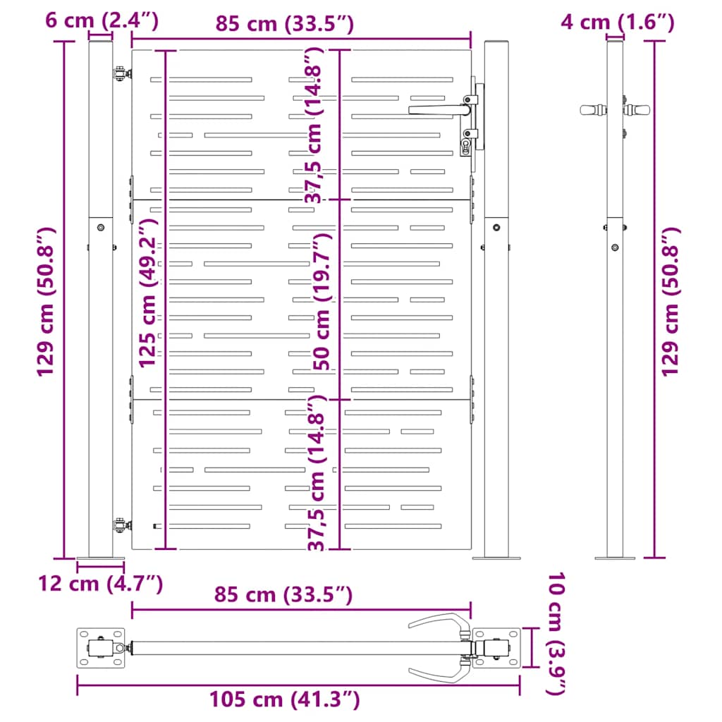 Πόρτα Κήπου Τετράγωνη 100x125 εκ. από Ατσάλι Corten - PAKOBAZAAR