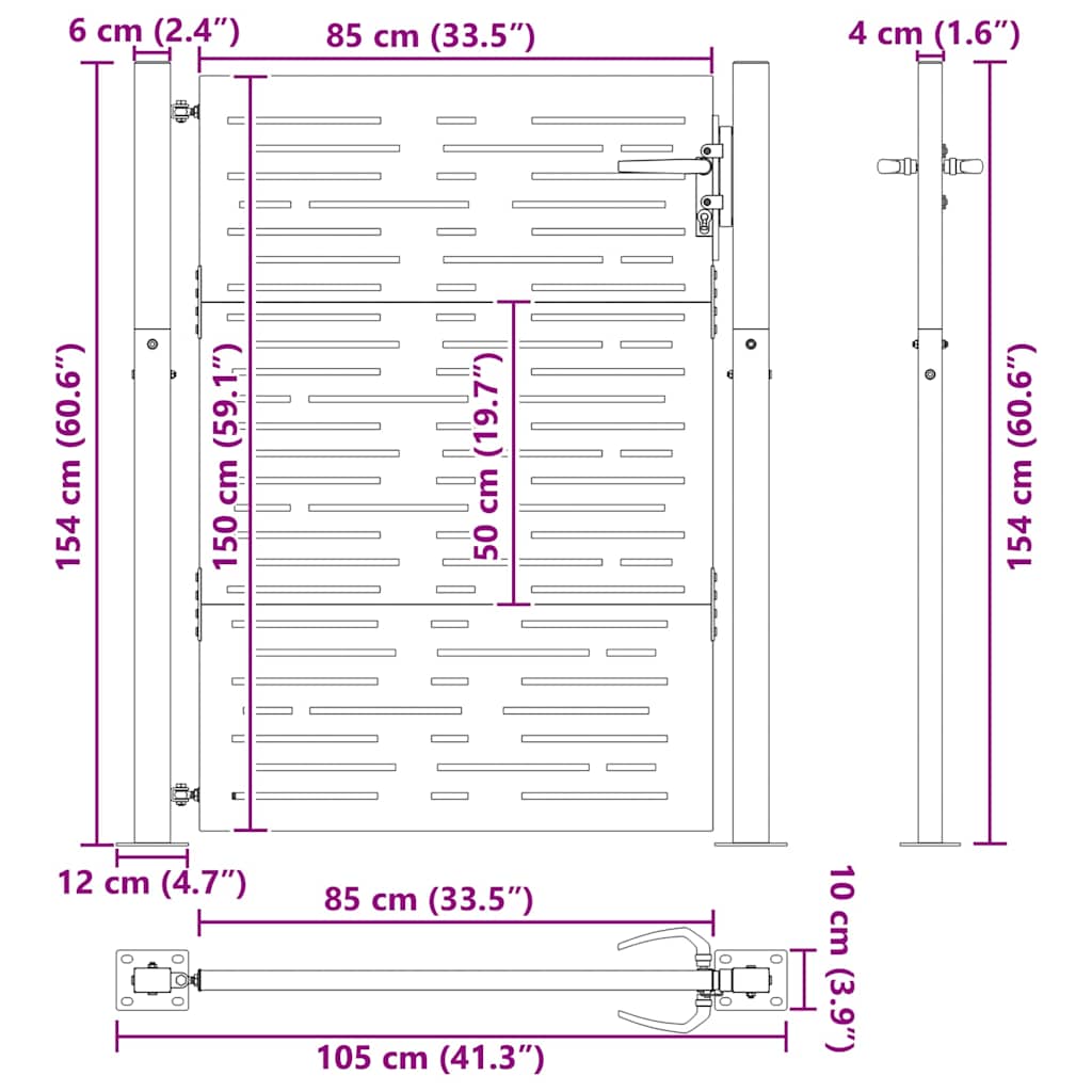 Πόρτα Κήπου Τετράγωνη 100x150 εκ. από Ατσάλι Corten - PAKOBAZAAR