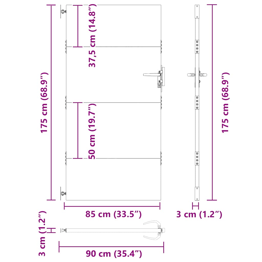 Πόρτα Κήπου 85x175 εκ. από Ατσάλι Corten