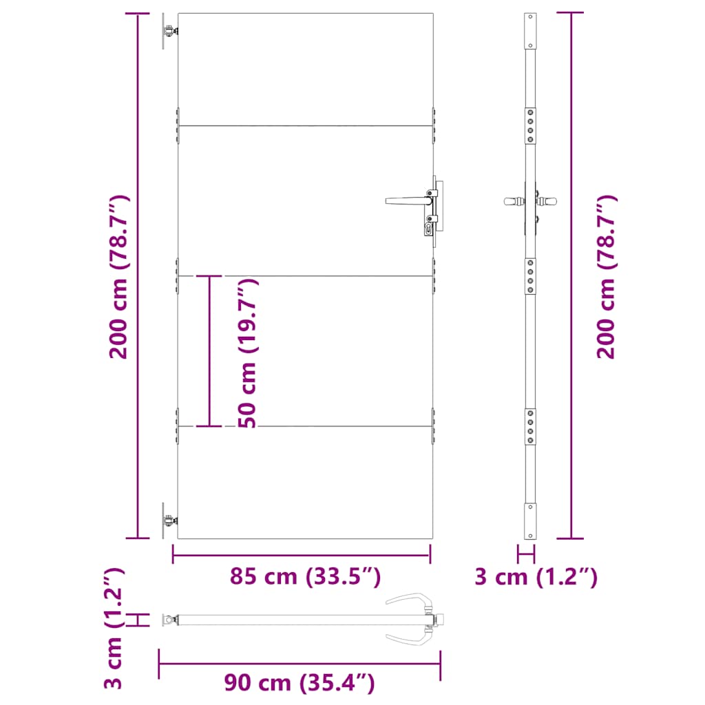 Πόρτα Κήπου 85x200 εκ. από Ατσάλι Corten - Pakobazaar