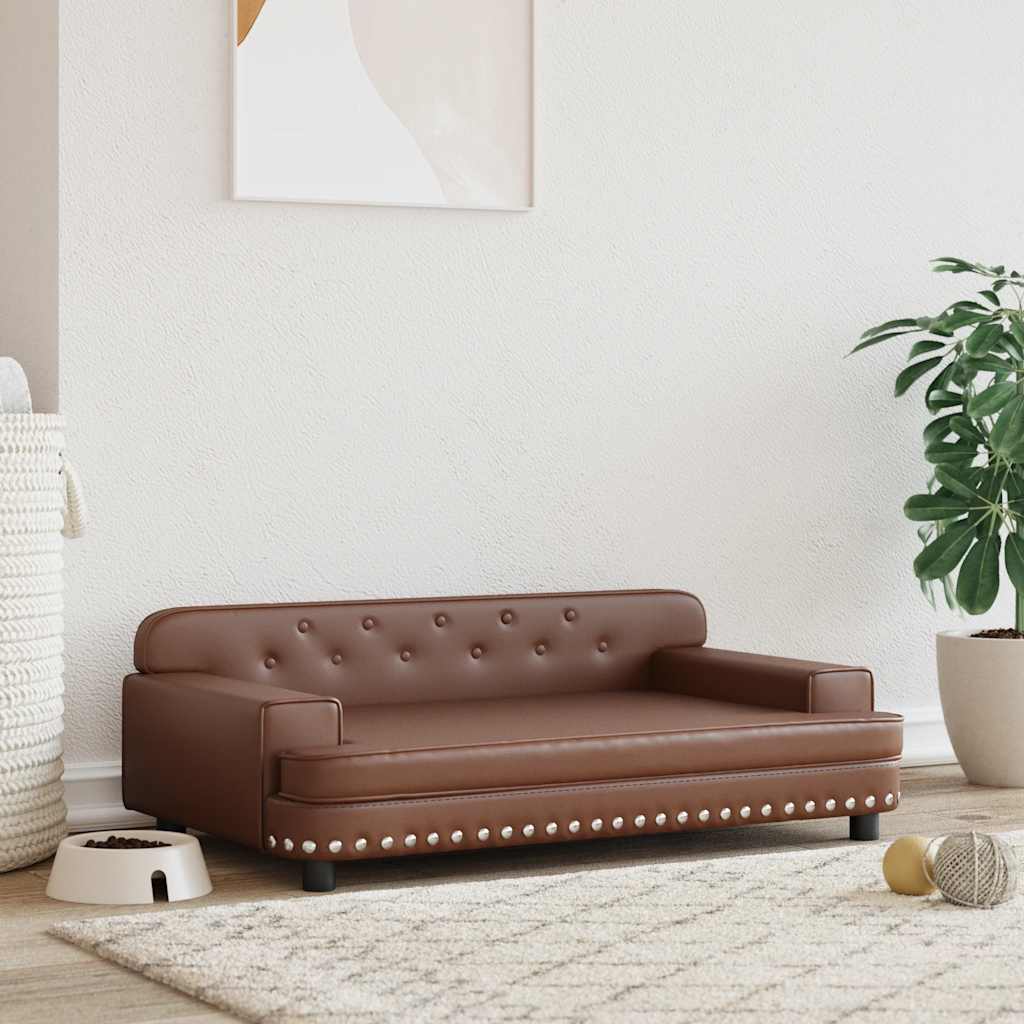 Κρεβάτι Σκύλου Καφέ 90 x 53 x 30 εκ. από Συνθετικό Δέρμα - Pakobazaar