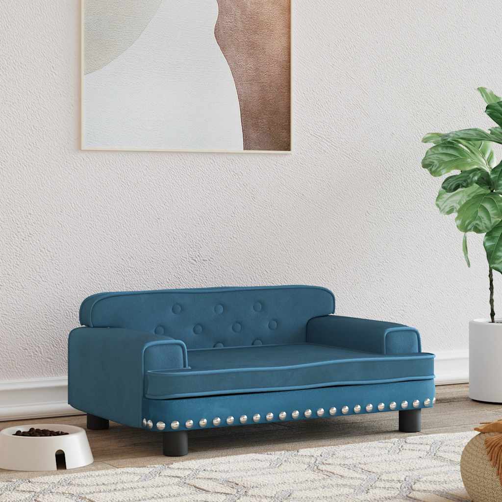 Κρεβάτι Σκύλου Μπλε 70 x 45 x 30 εκ. Βελούδινο - Pakobazaar