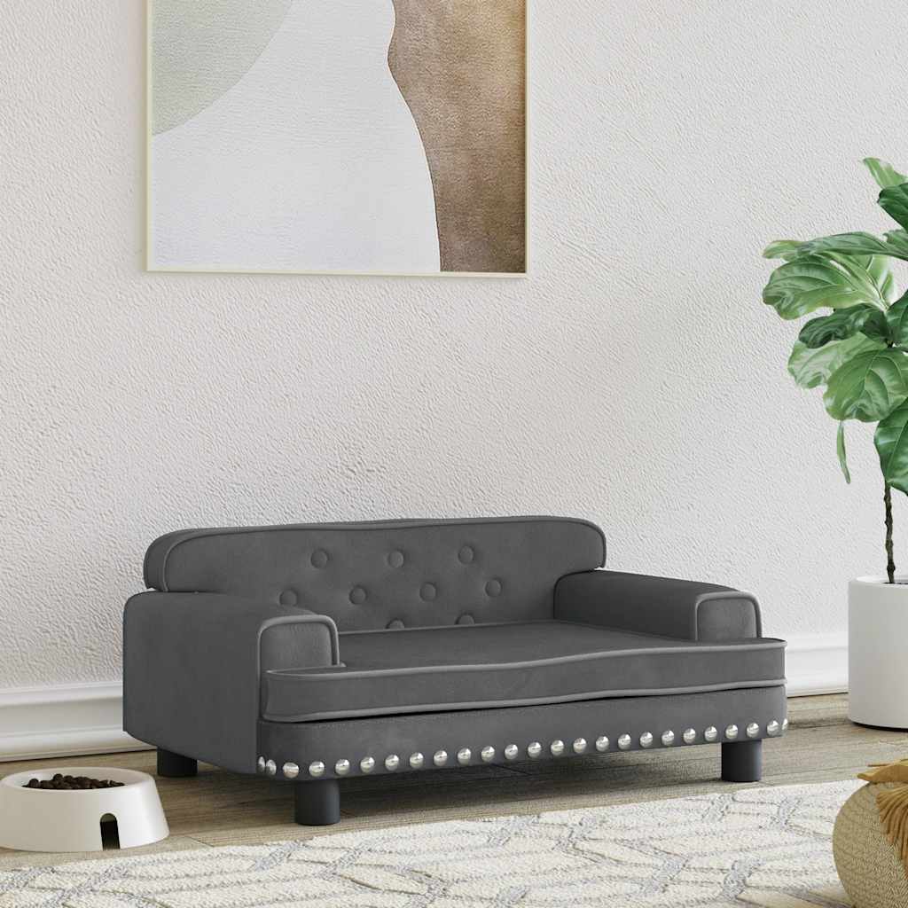 Κρεβάτι Σκύλου Σκούρο Γκρι 70 x 45 x 30 εκ. Βελούδινο - Pakobazaar