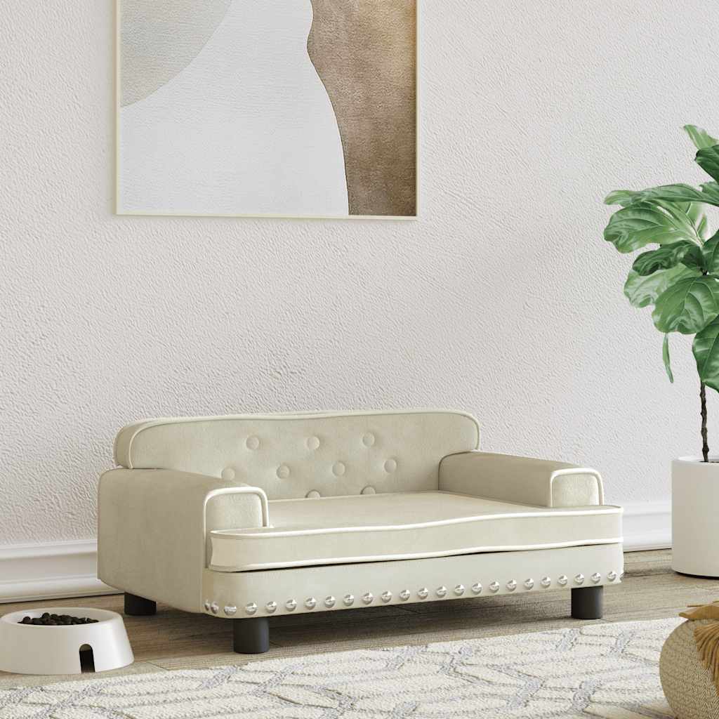 Κρεβάτι Σκύλου Κρεμ 70 x 45 x 30 εκ. Βελούδινο - PAKOBAZAAR