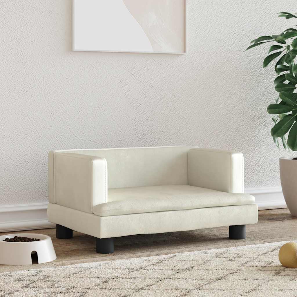 Κρεβάτι Σκύλου Κρεμ 60 x 40 x 30 εκ. Βελούδινο - PAKOBAZAAR