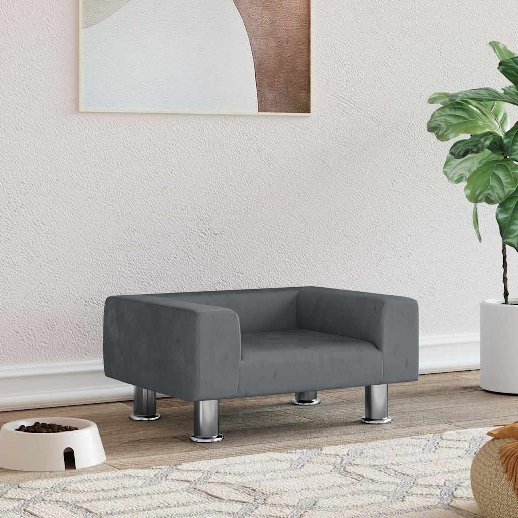 Κρεβάτι Σκύλου Σκούρο Γκρι 50x40x26,5 εκ. Βελούδινο - PAKOBAZAAR