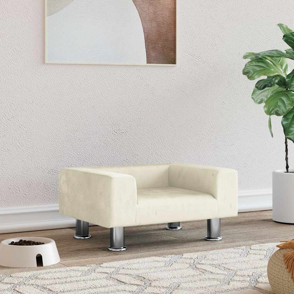 Κρεβάτι Σκύλου Κρεμ 50 x 40 x 26,5 εκ. Βελούδινο - PAKOBAZAAR