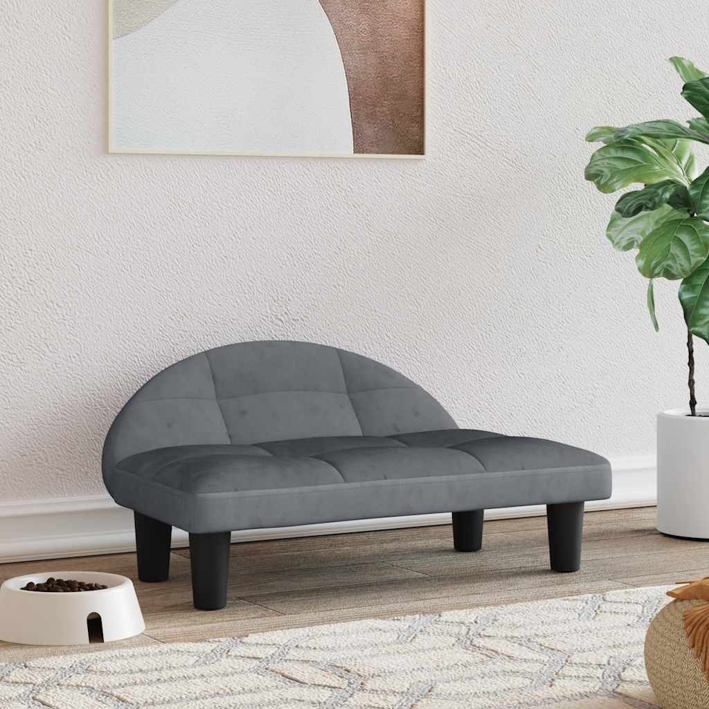 Κρεβάτι Σκύλου Σκούρο Γκρι 70x52x30 εκ. Βελούδινο - PAKOBAZAAR