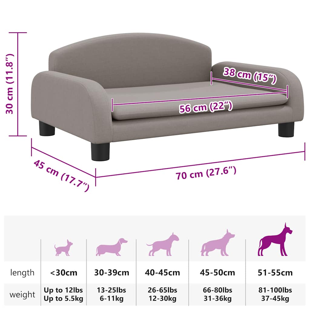 Κρεβάτι Σκύλου Taupe 90 x 53 x 30 εκ. Υφασμάτινο - PAKOBAZAAR