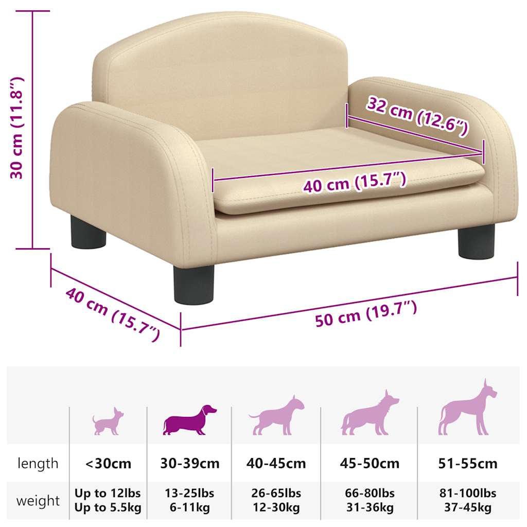 Κρεβάτι Σκύλου Κρεμ 50 x 40 x 30 εκ. Υφασμάτινο - PAKOBAZAAR