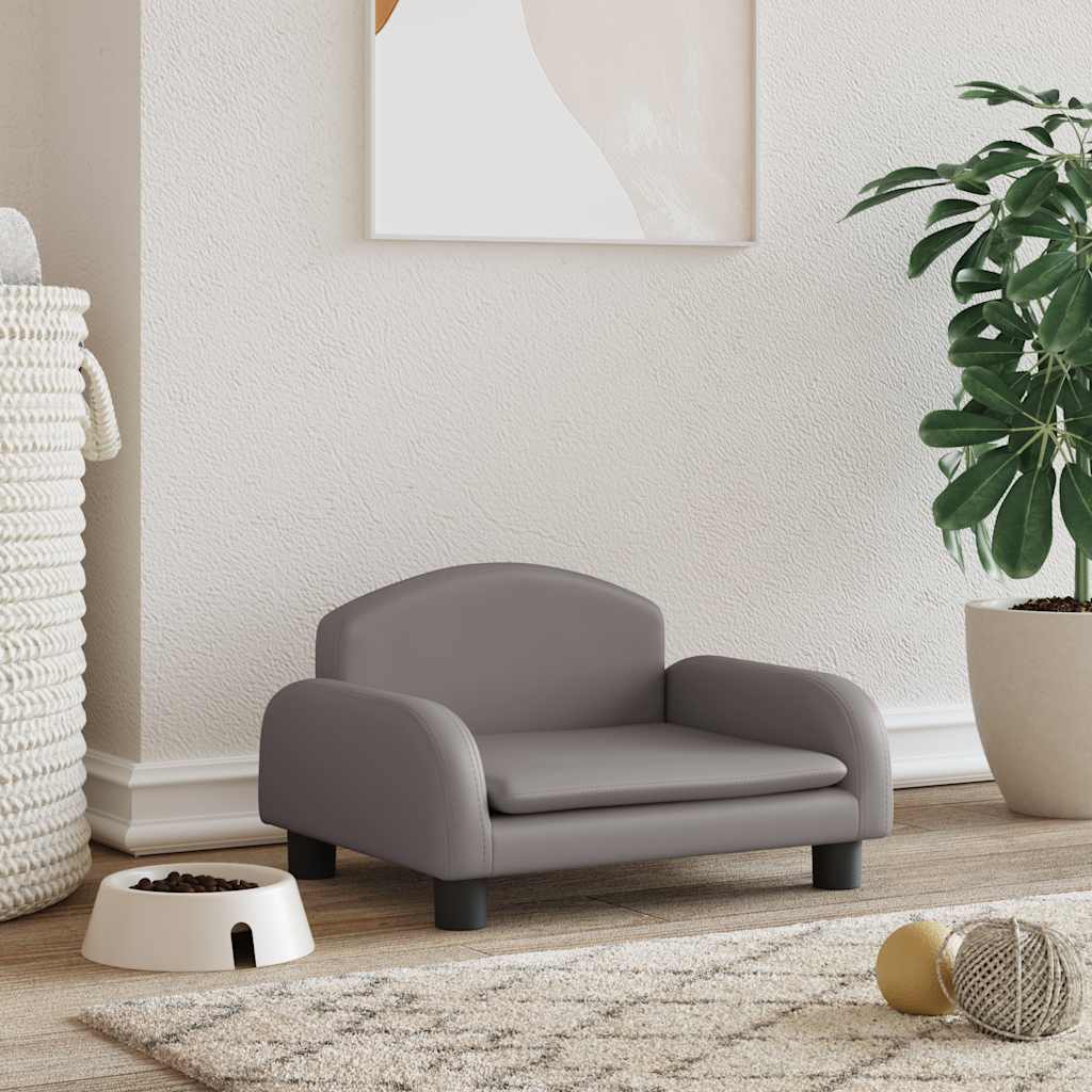 Κρεβάτι Σκύλου Γκρι 50x40x30 εκ. από Συνθετικό Δέρμα - PAKOBAZAAR