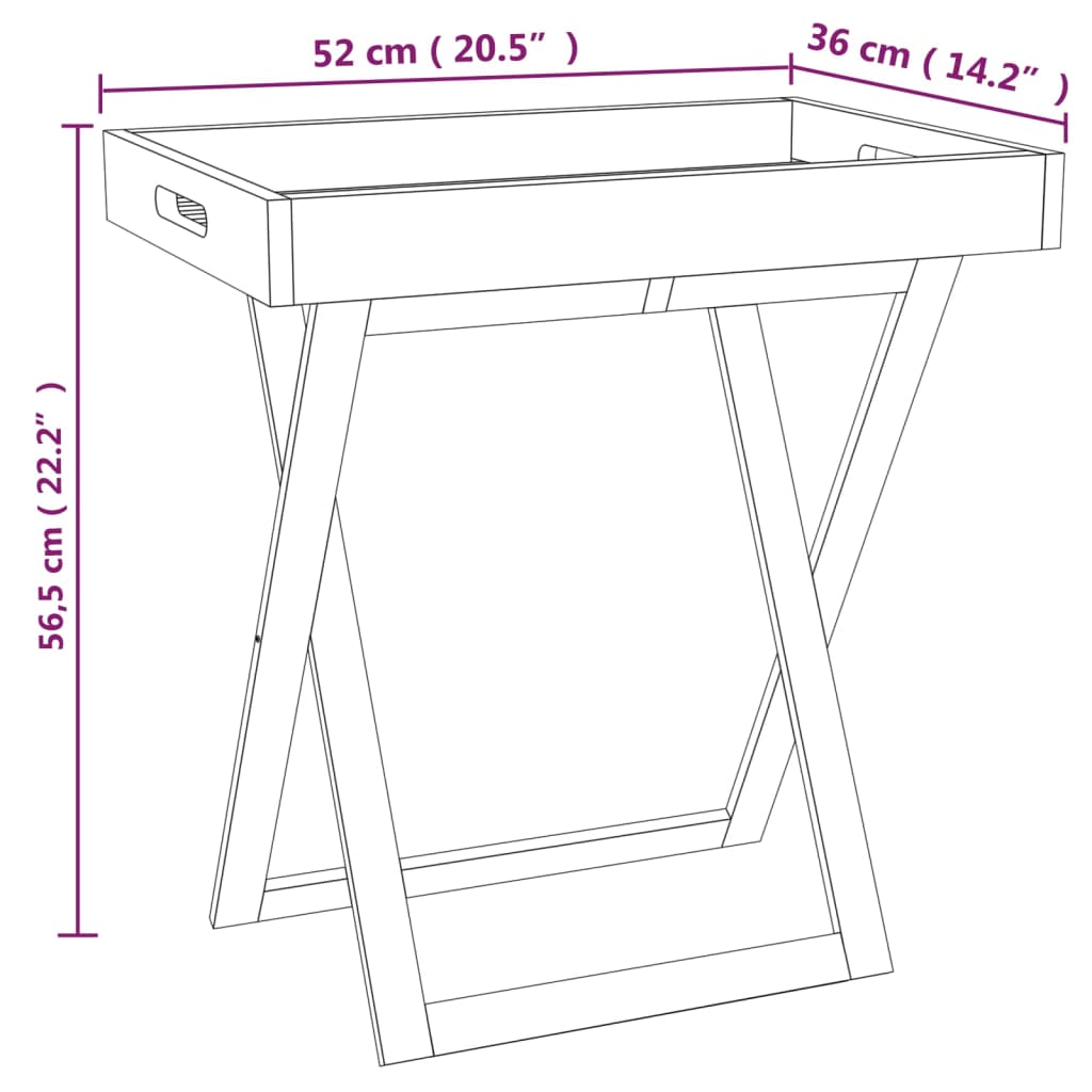 Τραπέζι Δίσκος Πτυσσόμενο 52x36x56,5 εκ. Μασίφ Ξύλο Καρυδιάς