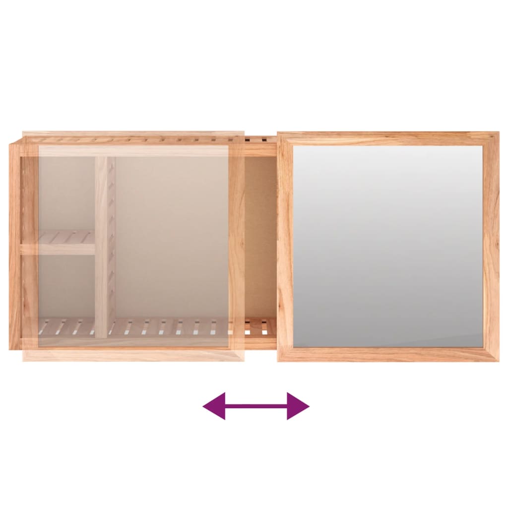 Ντουλάπι με Καθρέφτη 80 x 17 x 34 εκ. από Μασίφ Ξύλο Καρυδιάς - Pakobazaar