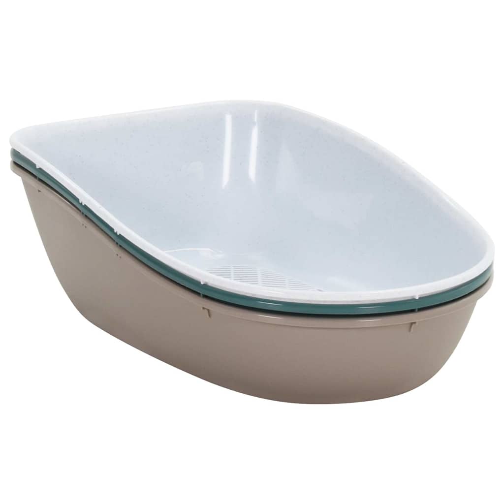 Τουαλέτα Γάτας με Καπάκι Λευκή/Καφέ 58,5x39,5x43 εκ. Πολυπροπ.