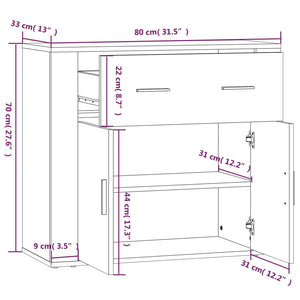 Ντουλάπι Λευκό 80 x 33 x 70 εκ. από Επεξεργασμένο Ξύλο - Pakobazaar